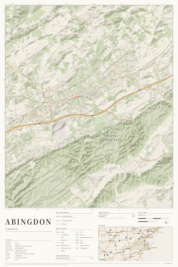 Abingdon, Virginia map poster