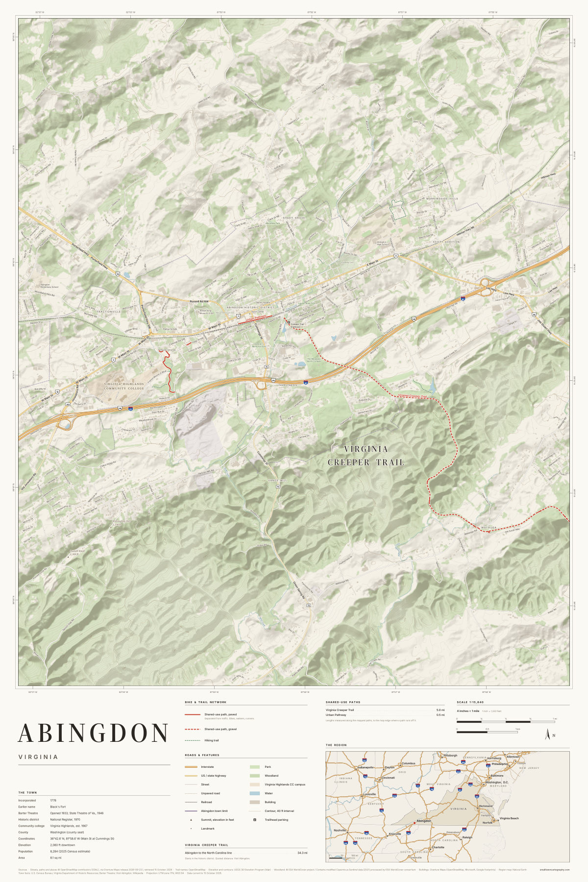 Abingdon, Virginia map poster