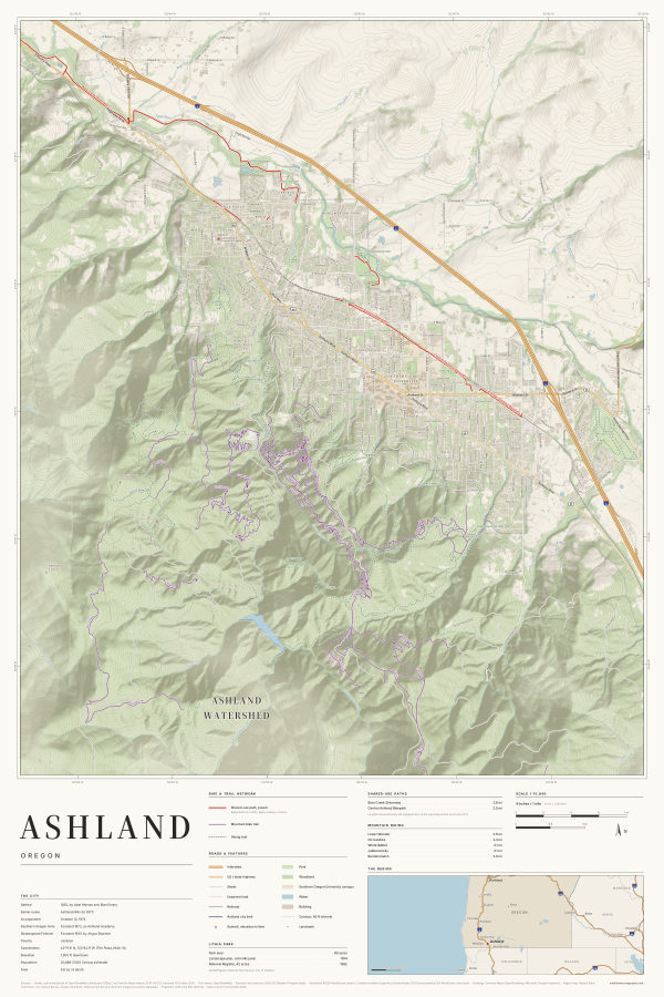 Ashland, Oregon map poster