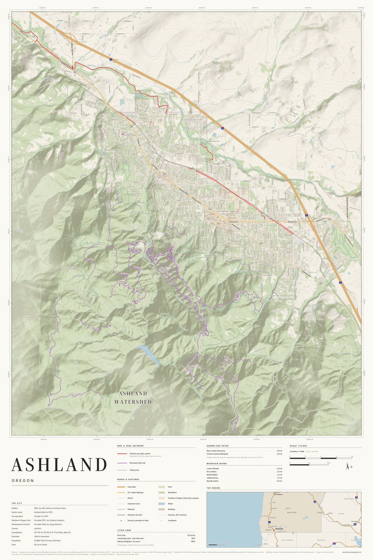 Ashland, Oregon map poster