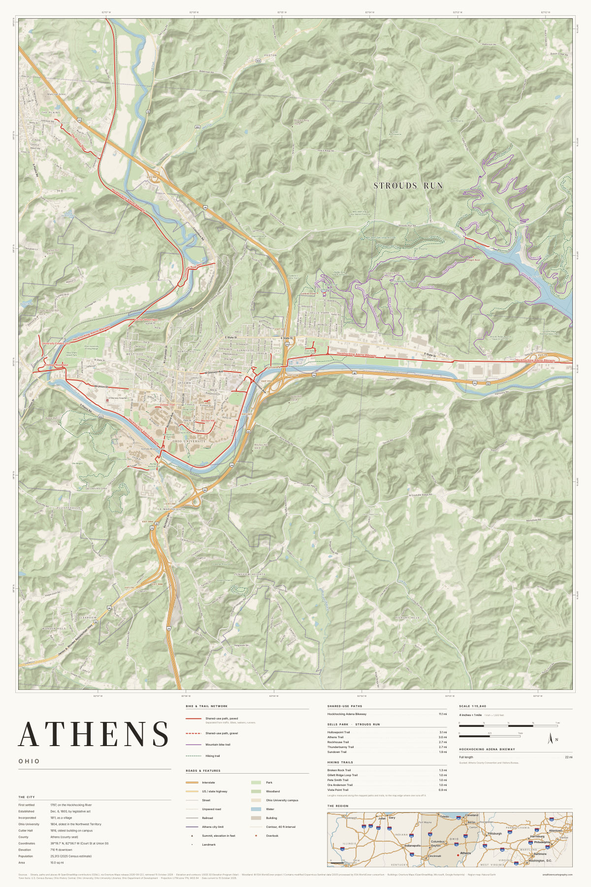 Athens, Ohio map poster