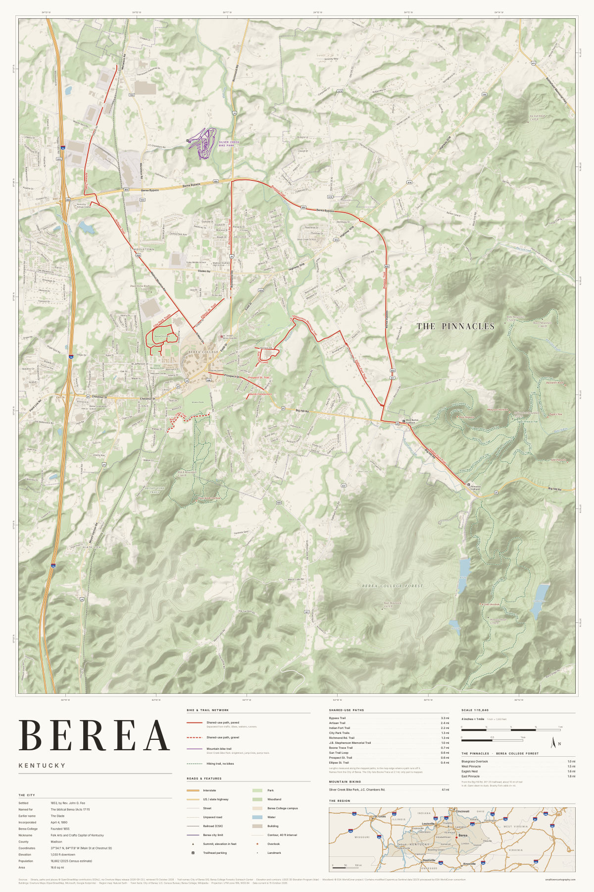 Berea, Kentucky map poster