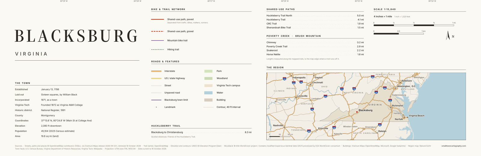 Detail: title, legend, trail lengths and region map