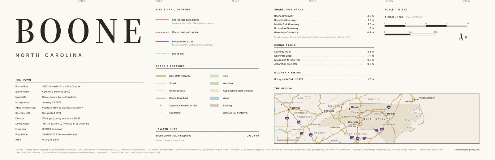 Detail: title, legend, trail lengths and region map