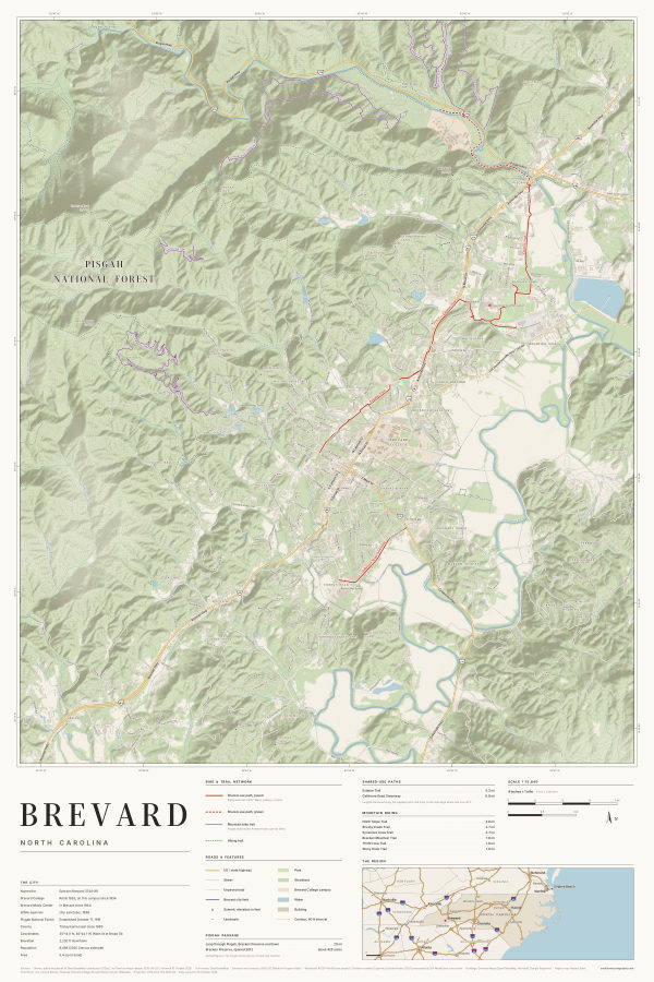 Brevard, North Carolina map poster