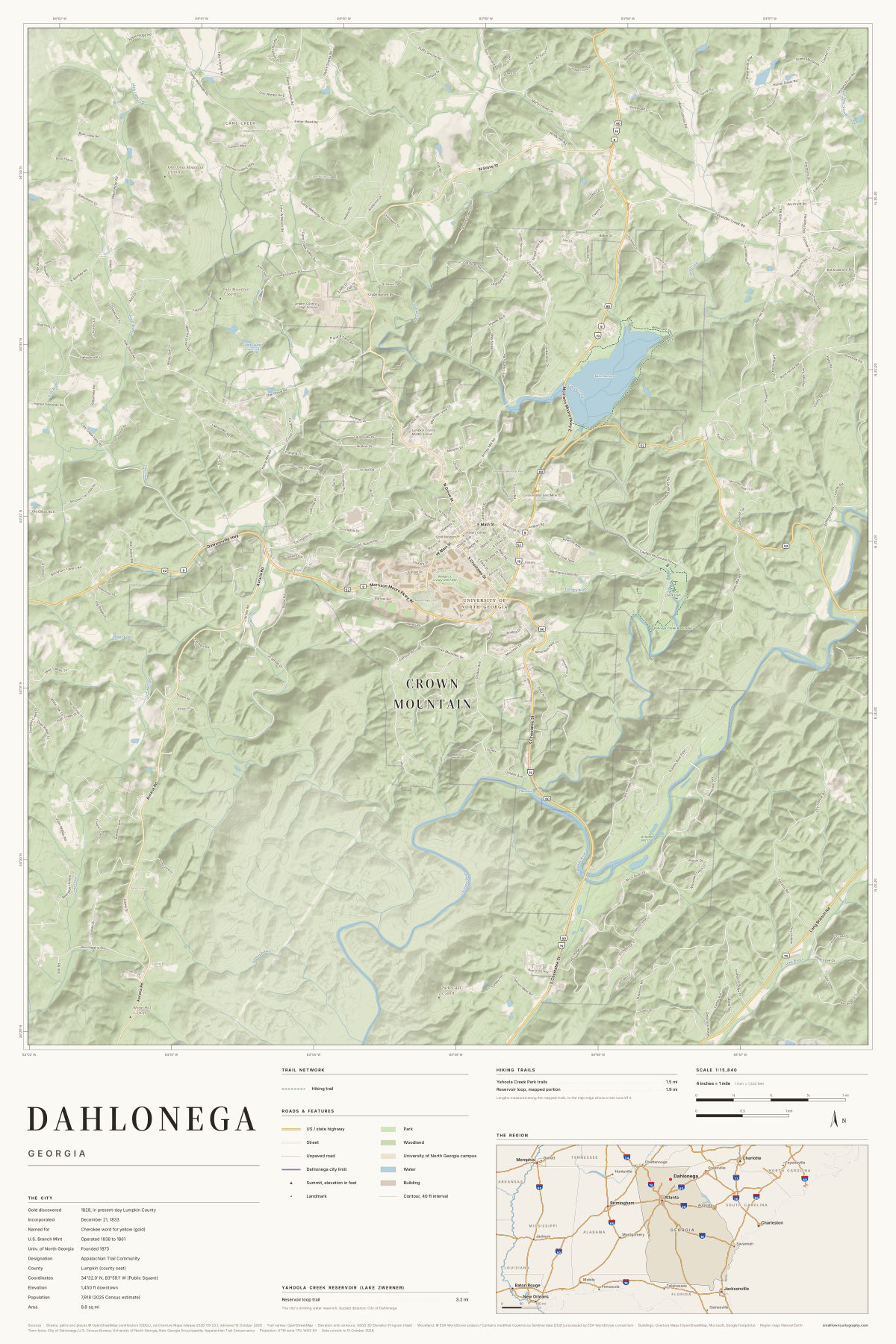 Dahlonega, Georgia map poster