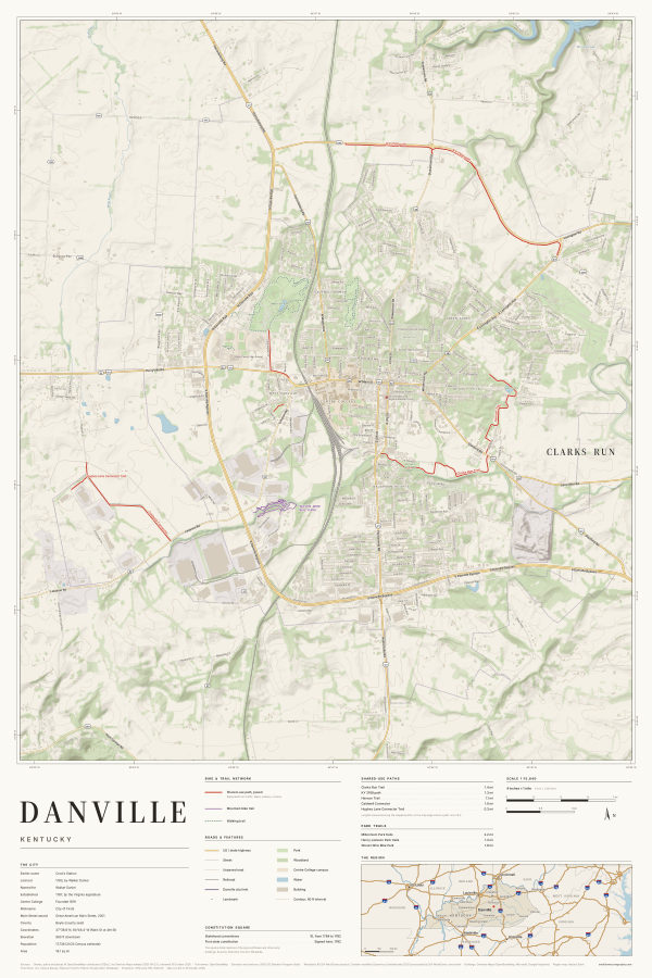 Danville, Kentucky map poster