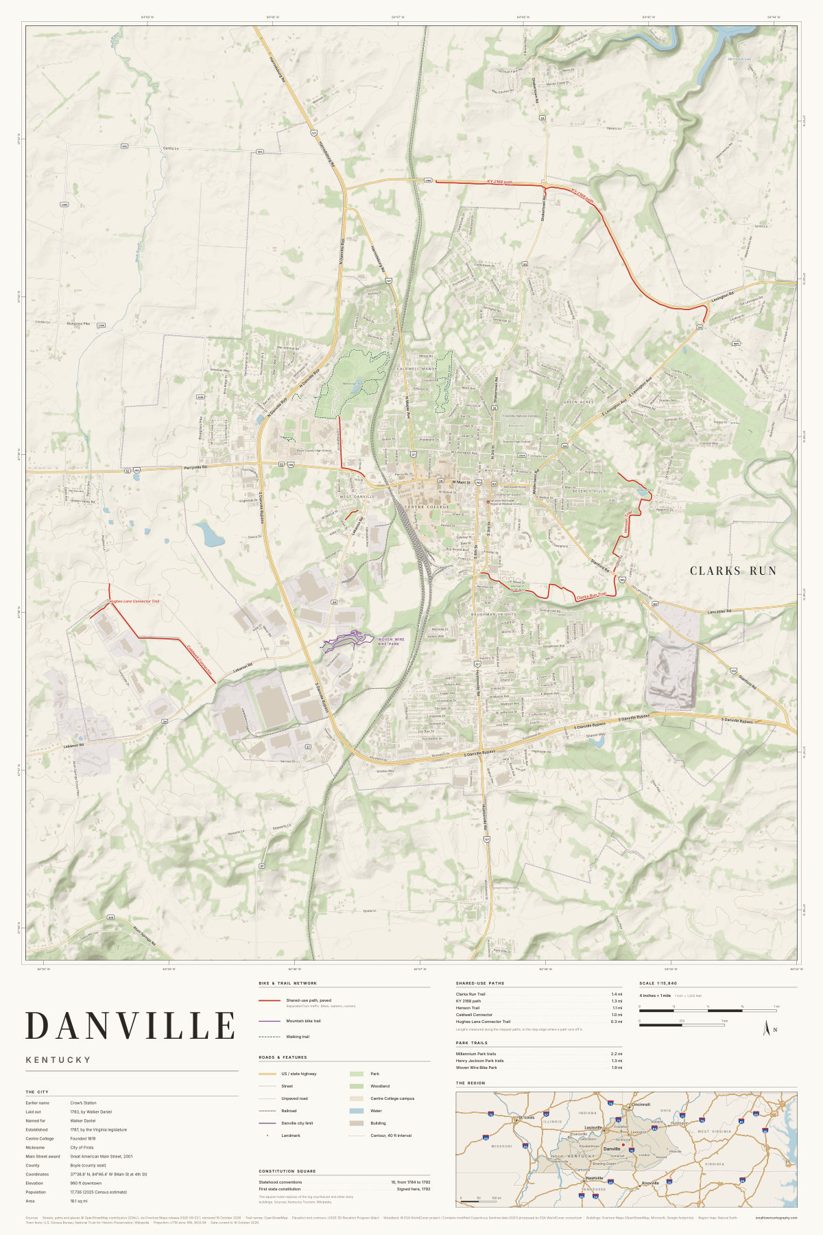 Danville, Kentucky map poster