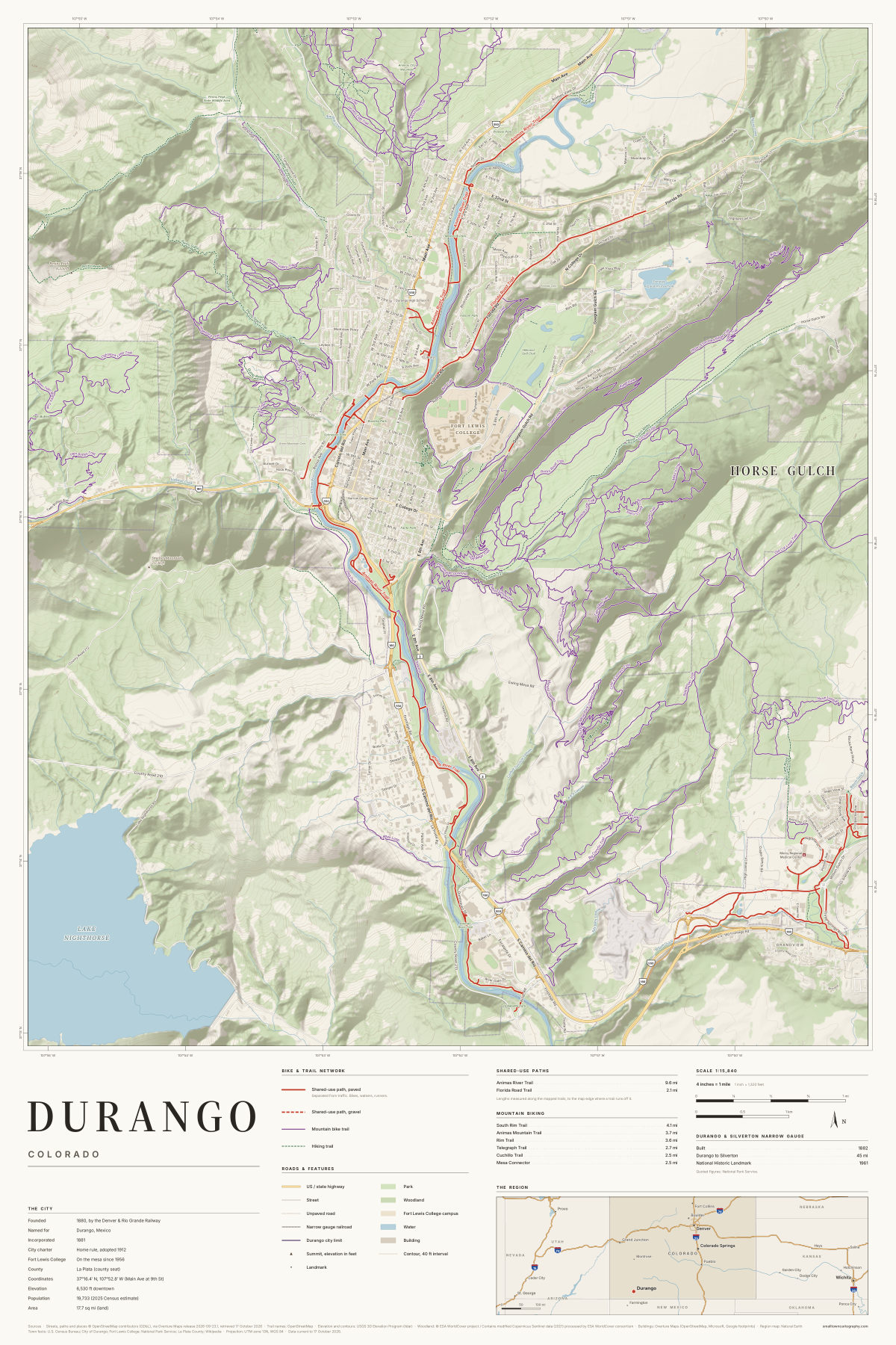 Durango, Colorado map poster