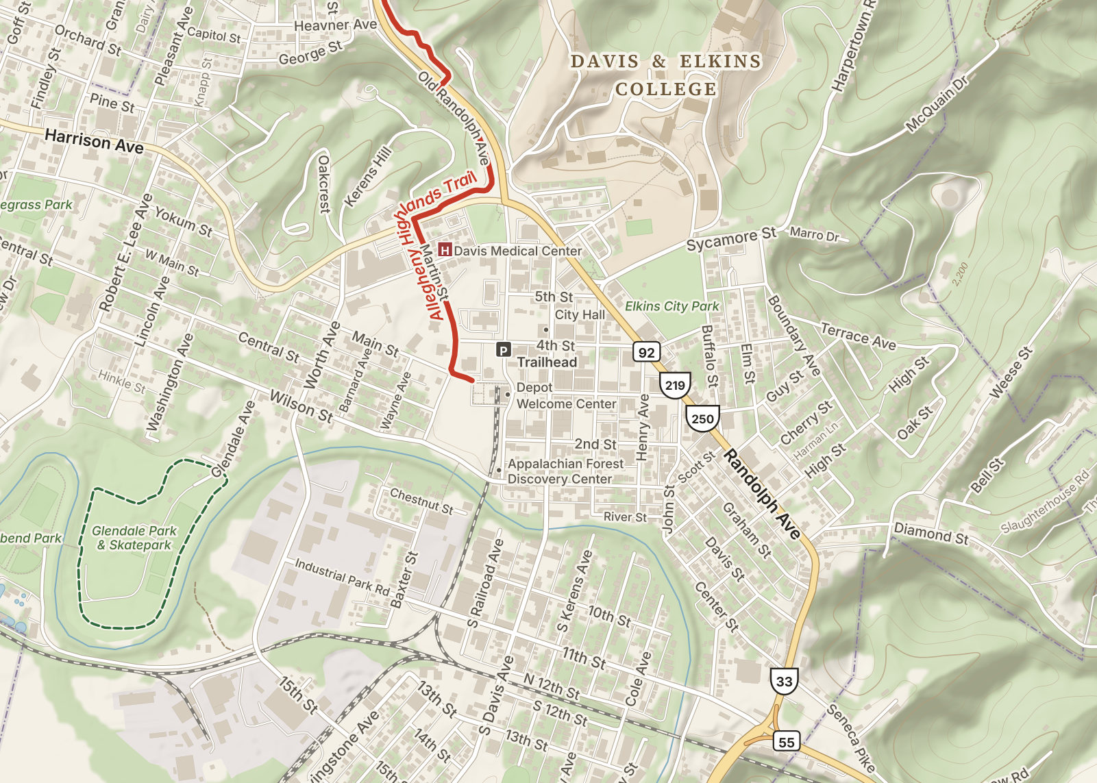 Detail: downtown Elkins