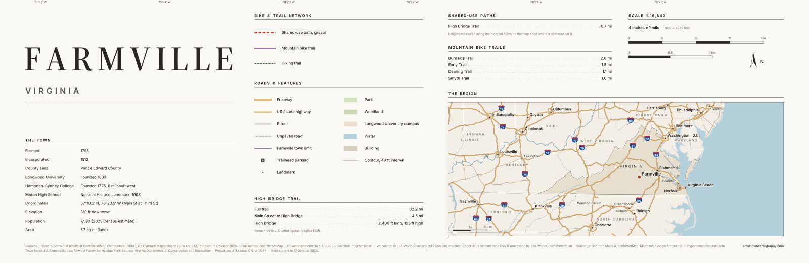 Detail: title, legend, trail lengths and region map