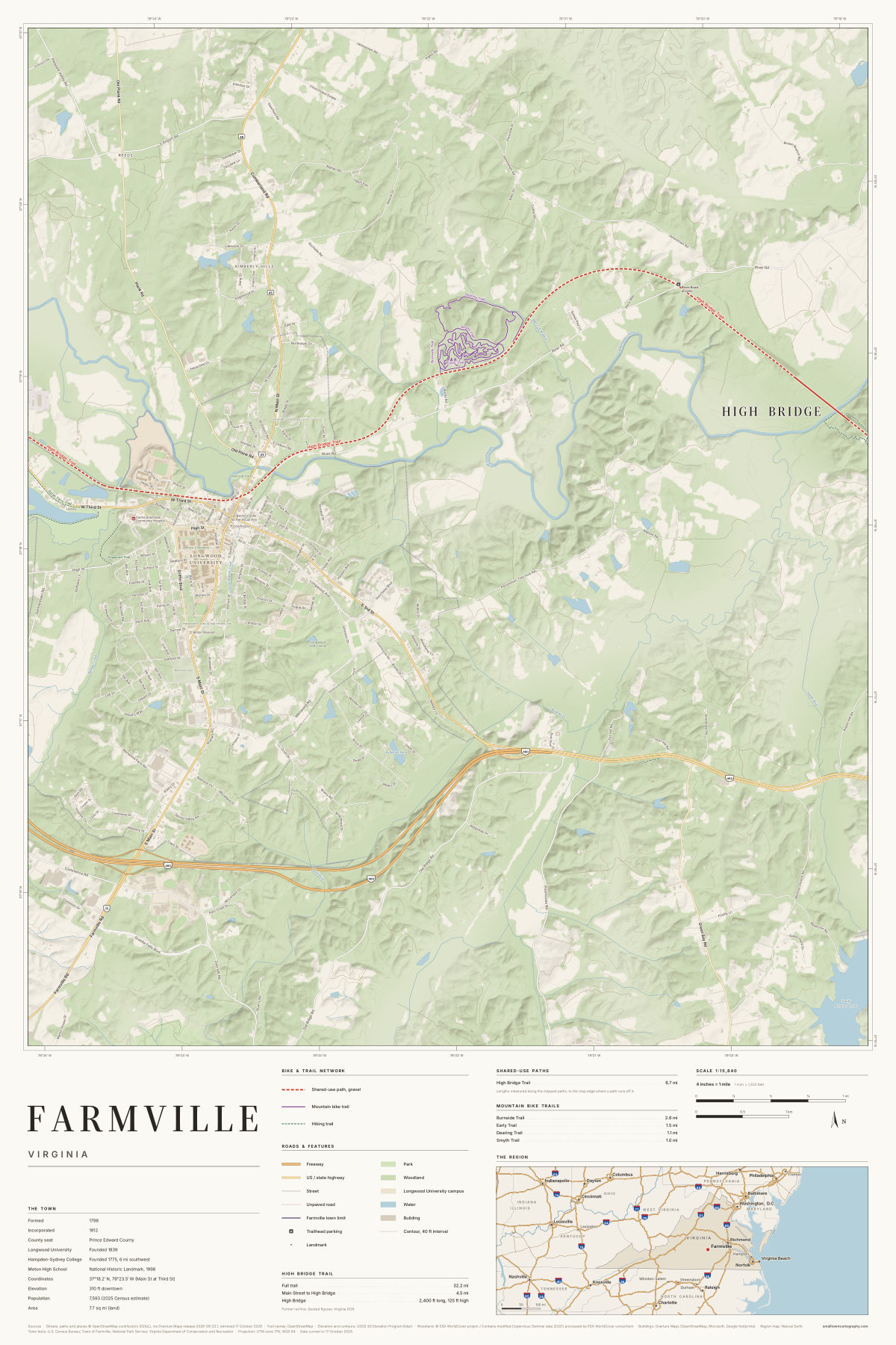 Farmville, Virginia map poster
