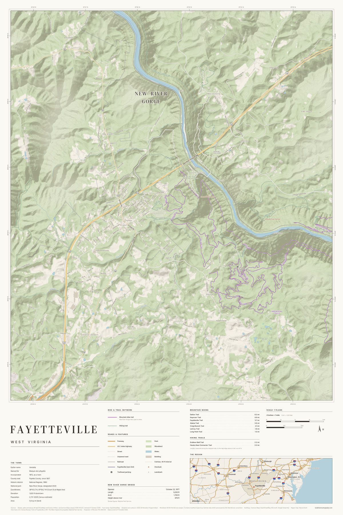 Fayetteville, West Virginia map poster