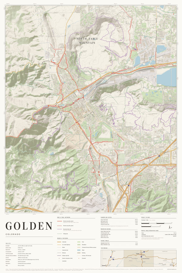 Golden, Colorado map poster