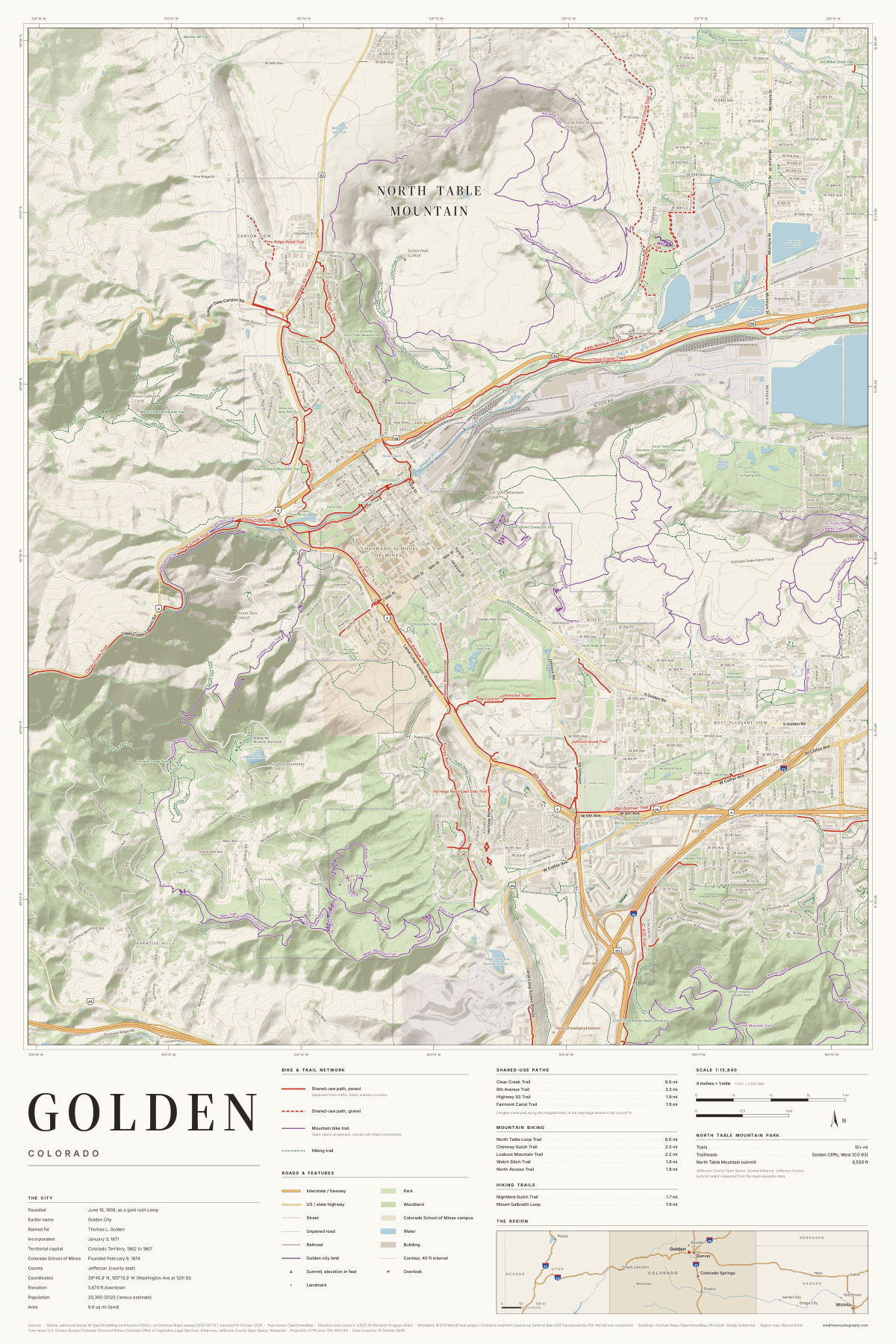 Golden, Colorado map poster