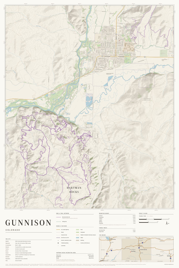 Gunnison, Colorado map poster