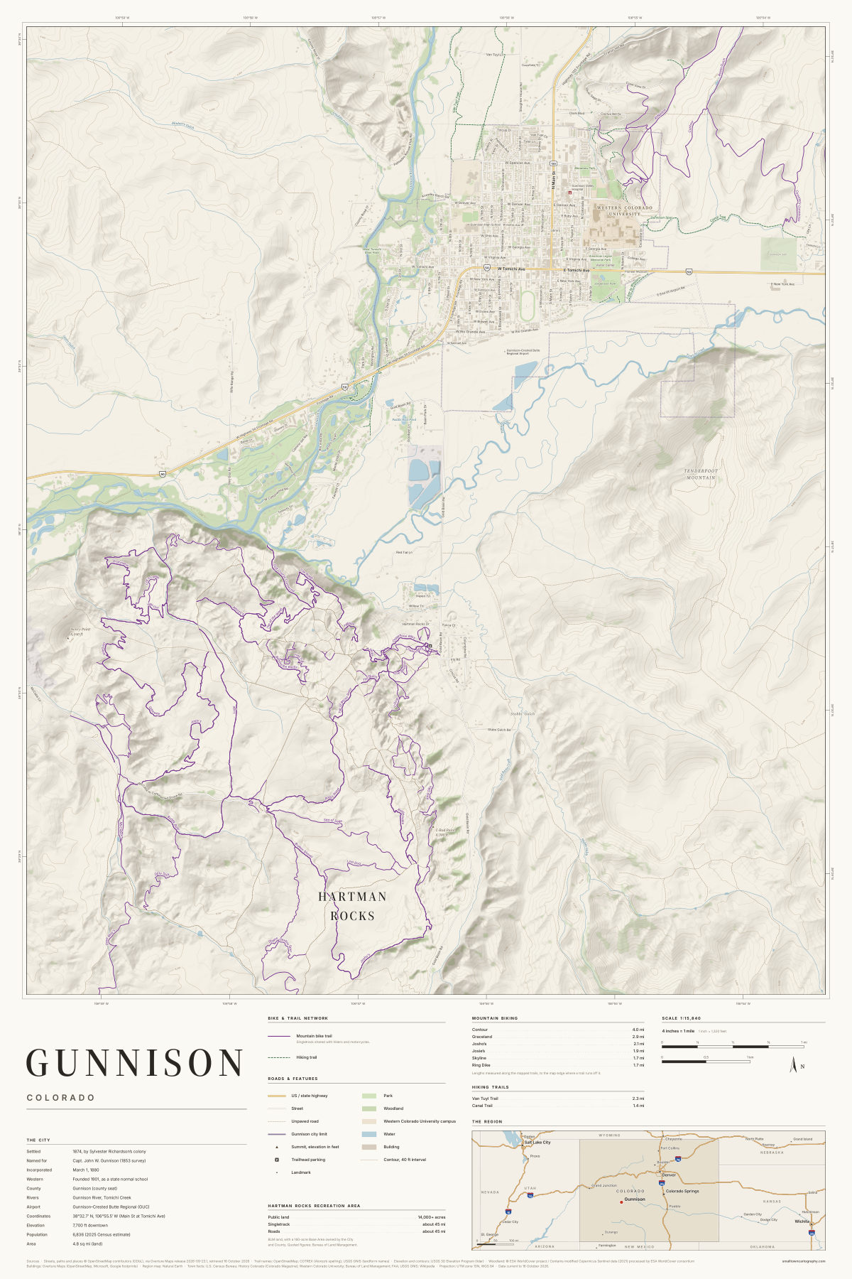 Gunnison, Colorado map poster