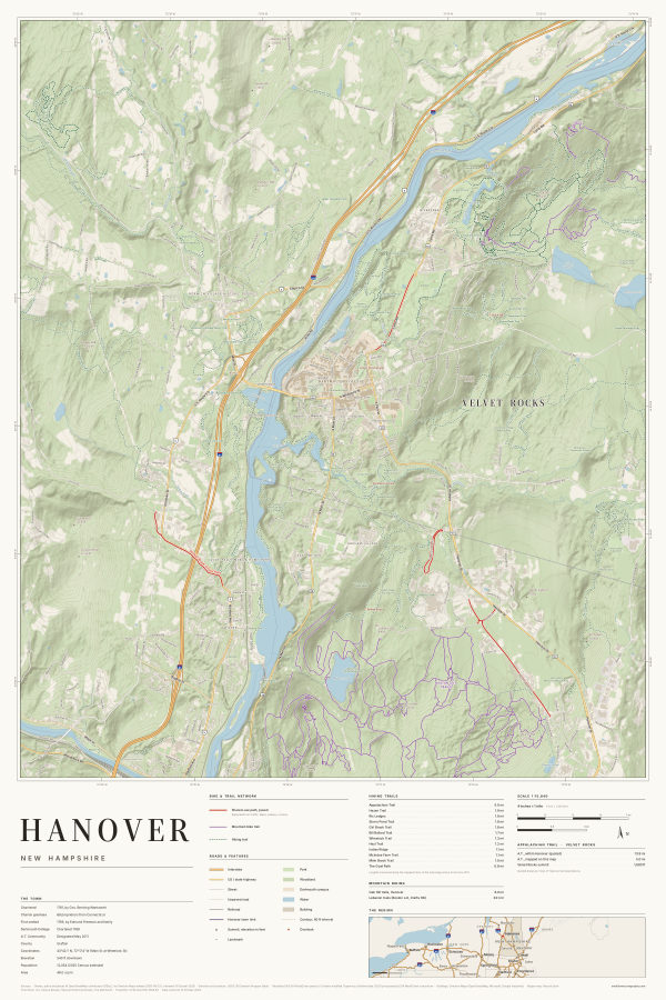 Hanover, New Hampshire map poster