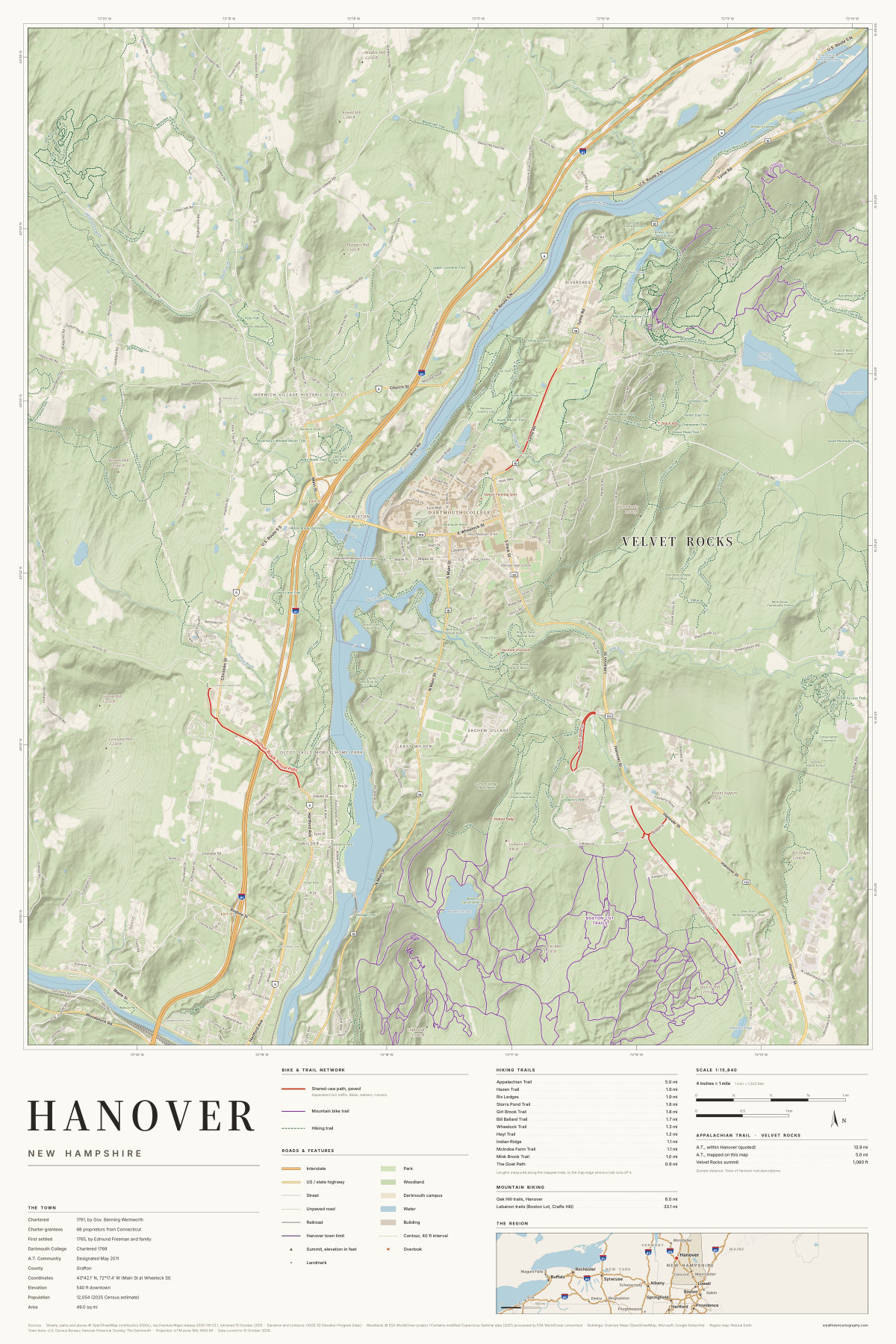 Hanover, New Hampshire map poster