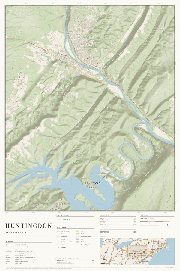 Huntingdon, Pennsylvania map poster