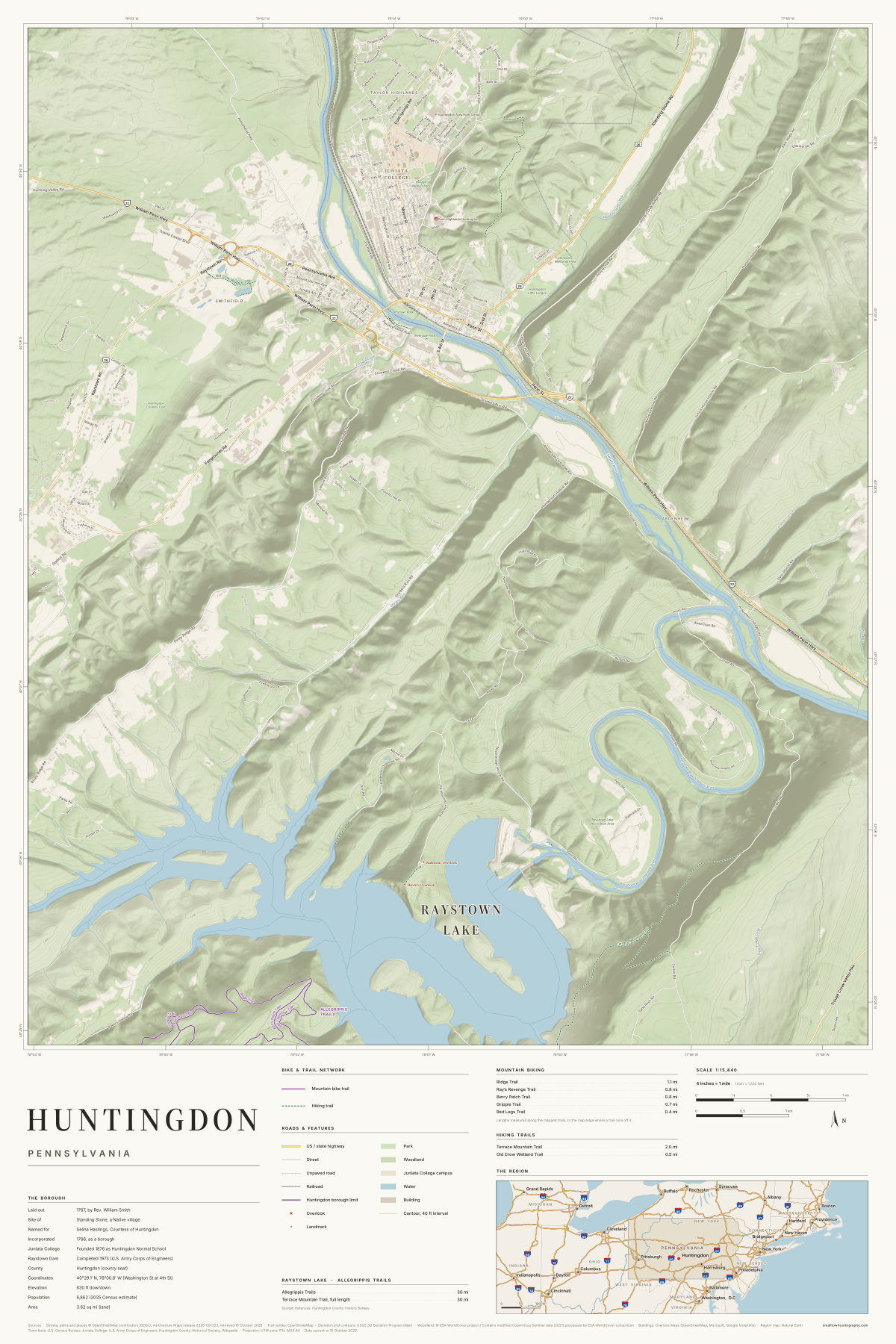 Huntingdon, Pennsylvania map poster