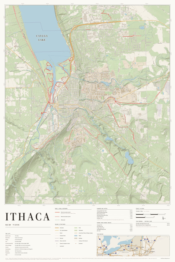 Ithaca, New York map poster