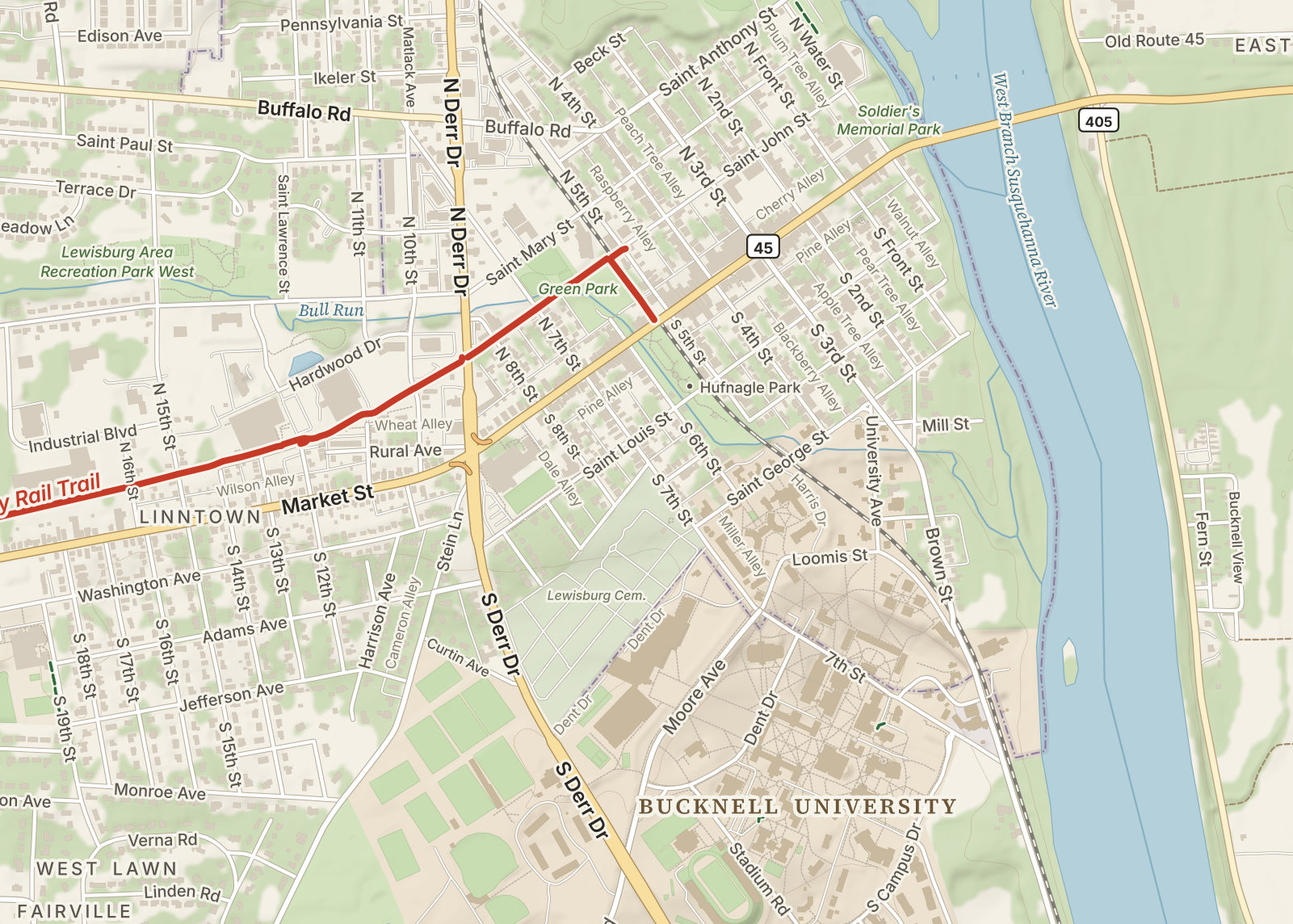 Detail: downtown Lewisburg