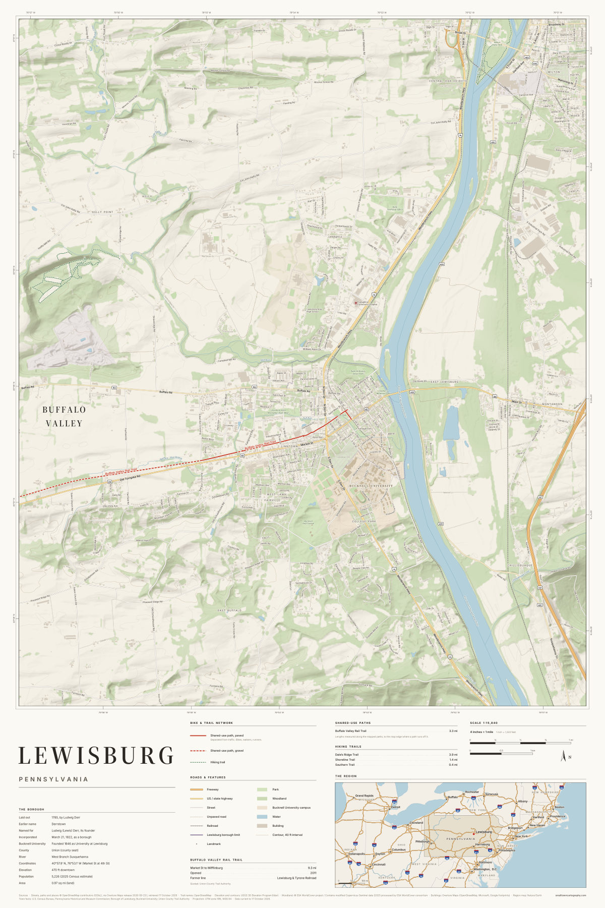 Lewisburg, Pennsylvania map poster