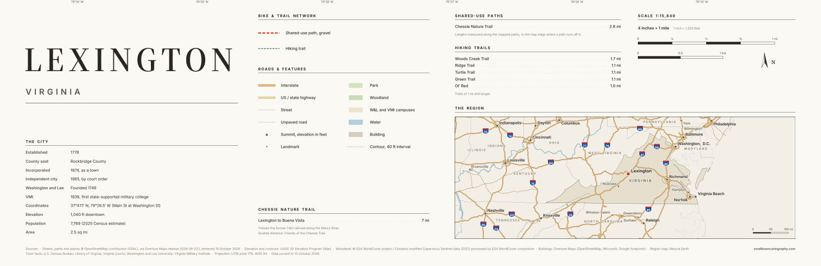 Detail: title, legend, trail lengths and region map