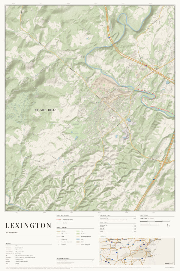 Lexington, Virginia map poster