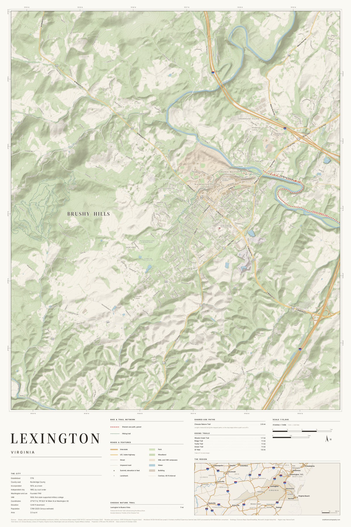 Lexington, Virginia map poster