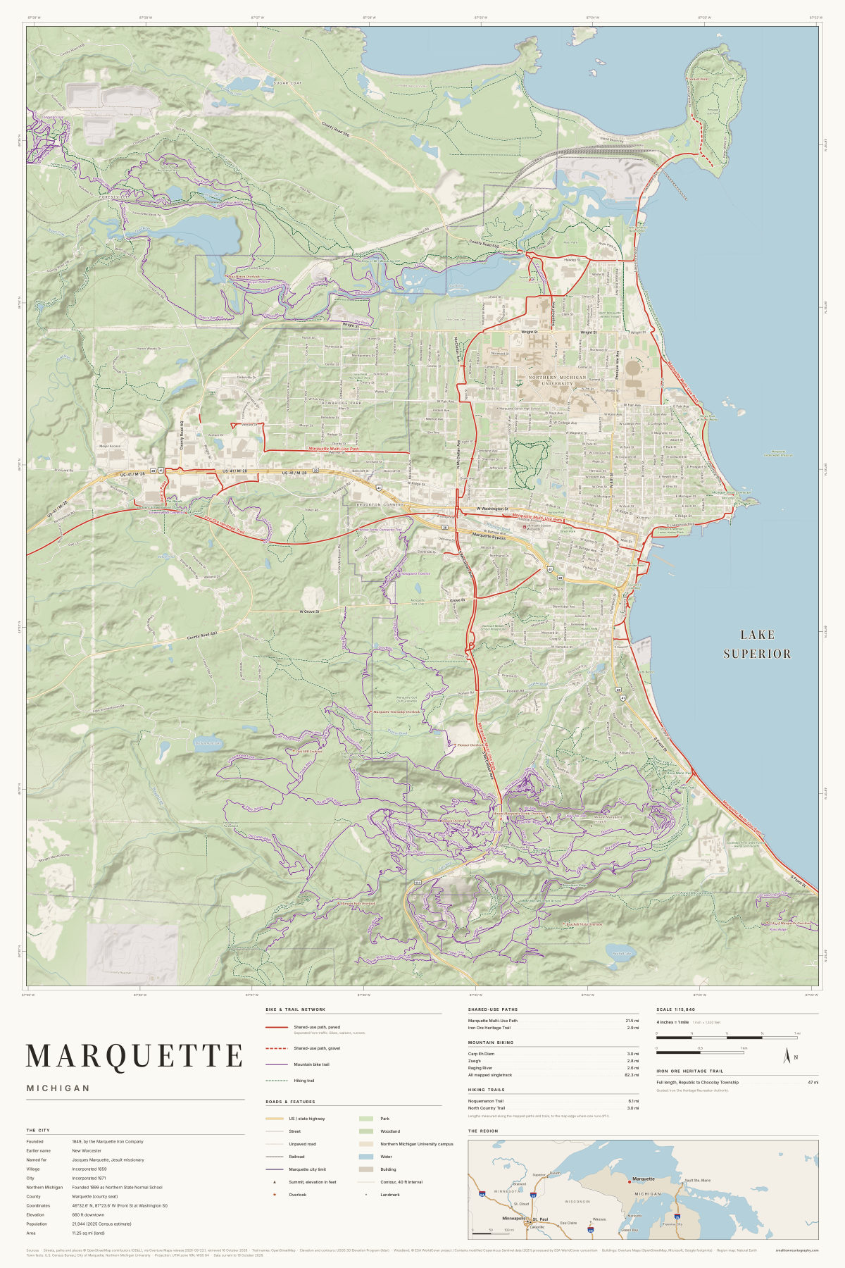 Marquette, Michigan map poster