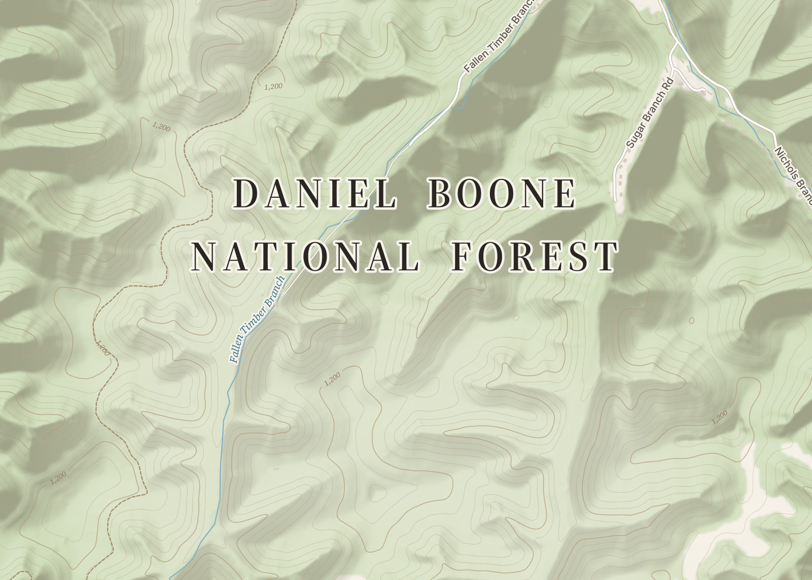 Detail: Daniel Boone National Forest relief