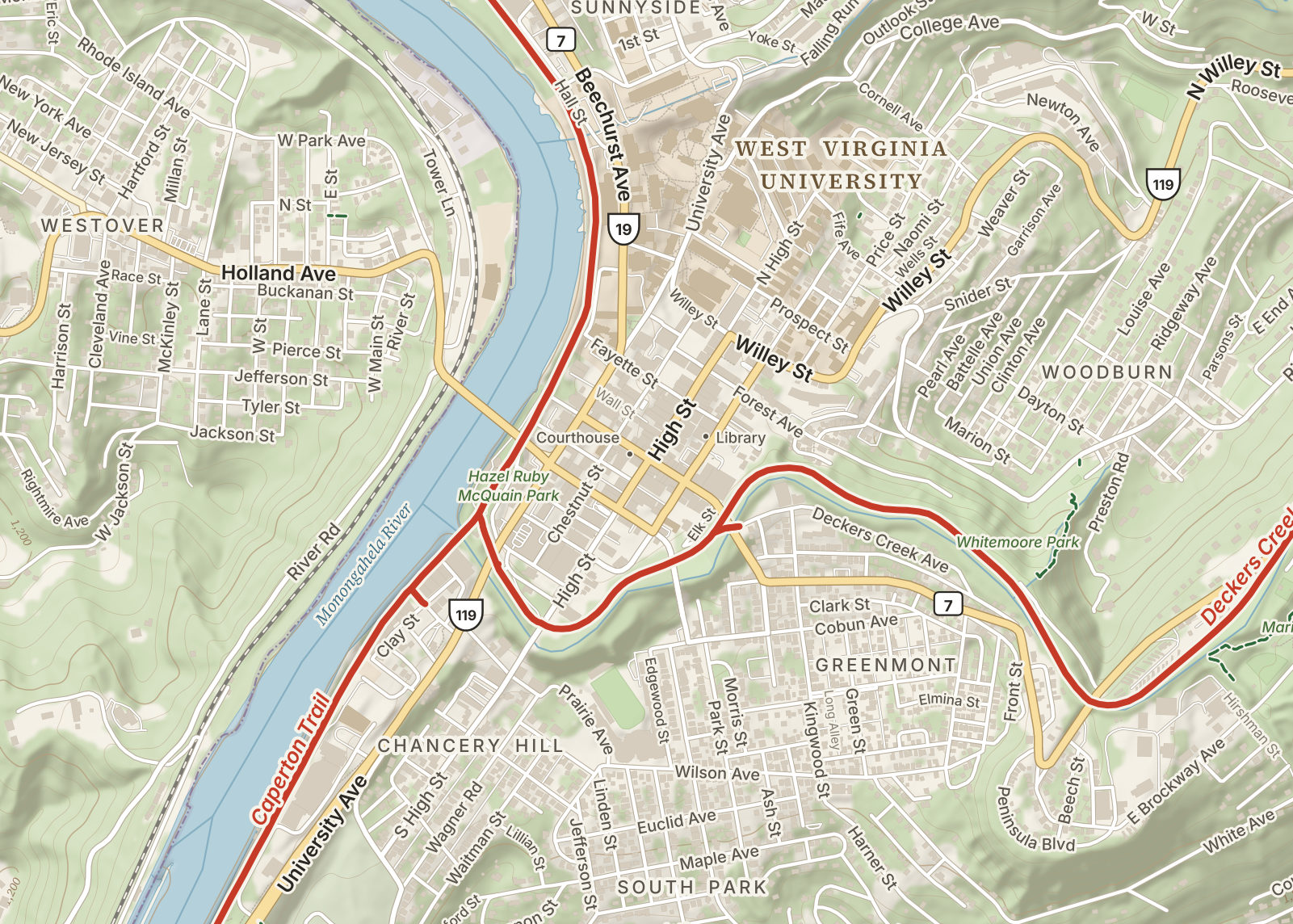 Detail: downtown Morgantown
