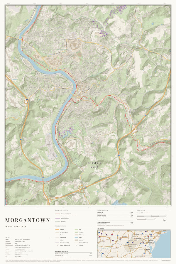 Morgantown, West Virginia map poster