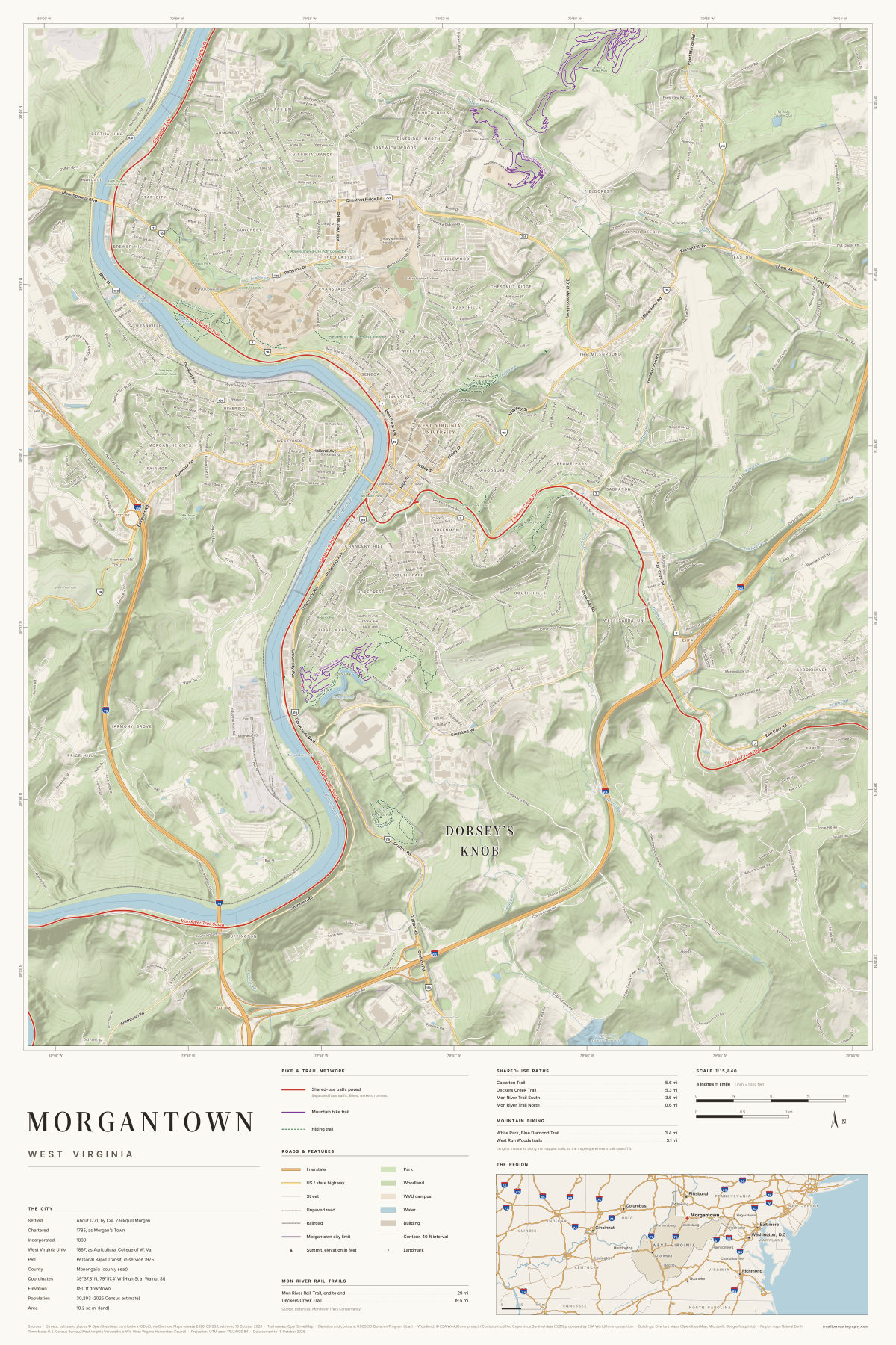 Morgantown, West Virginia map poster