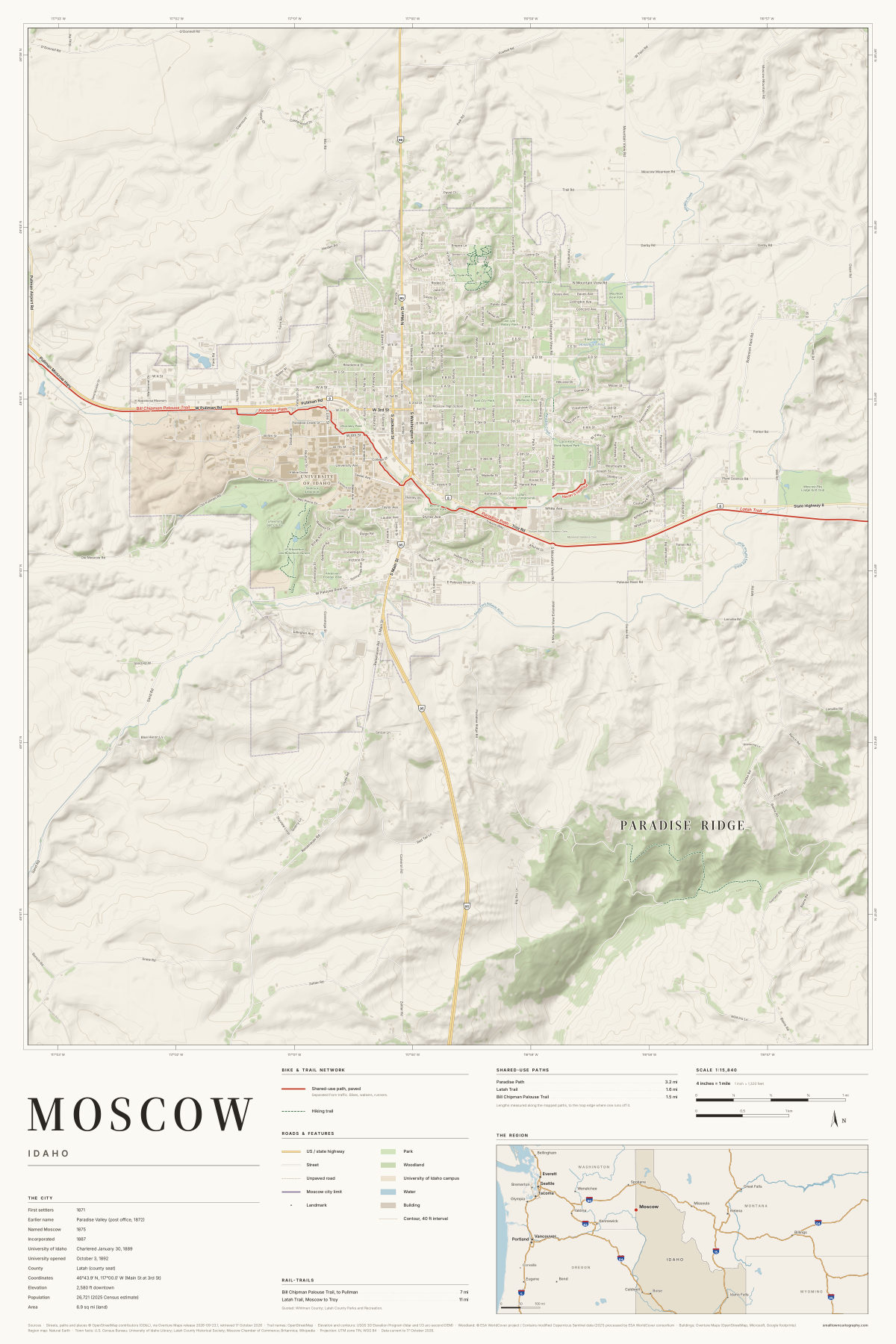 Moscow, Idaho map poster