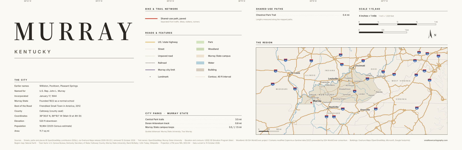 Detail: title, legend, trail lengths and region map