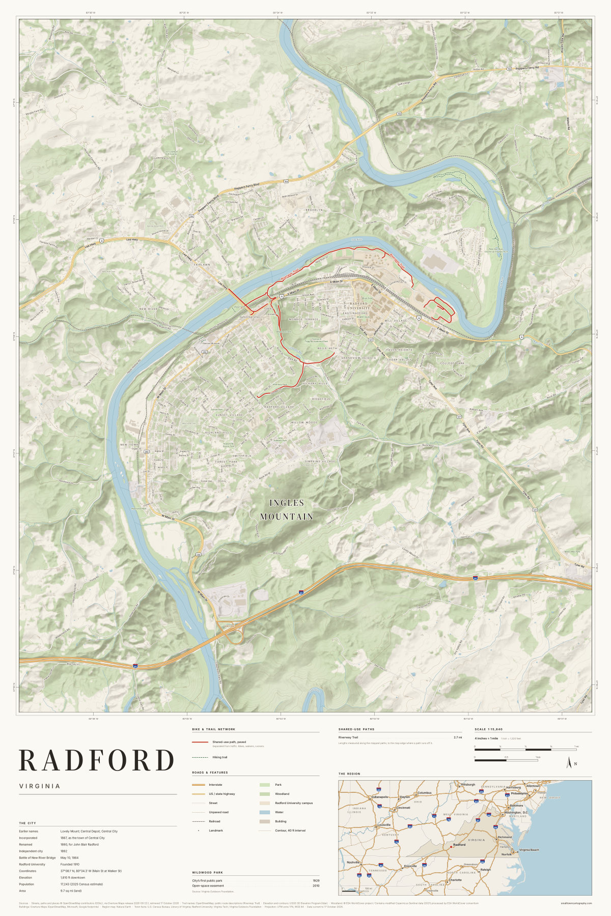 Radford, Virginia map poster
