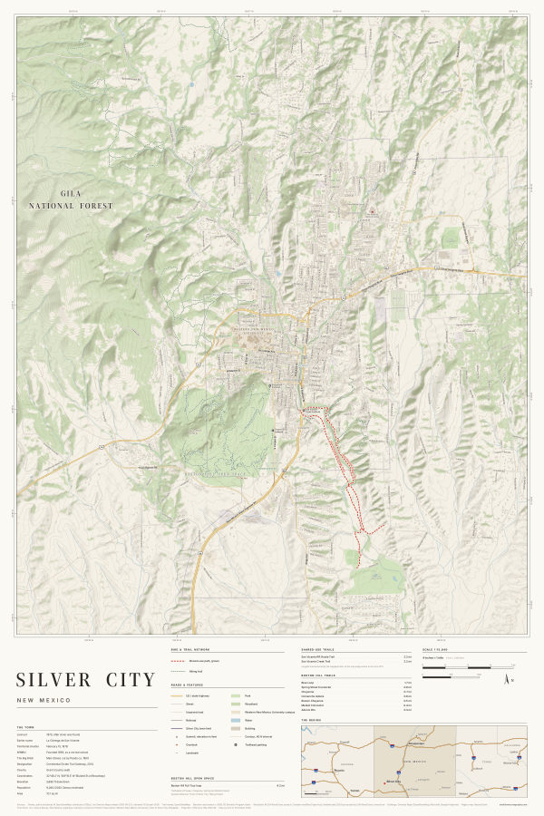 Silver City, New Mexico map poster