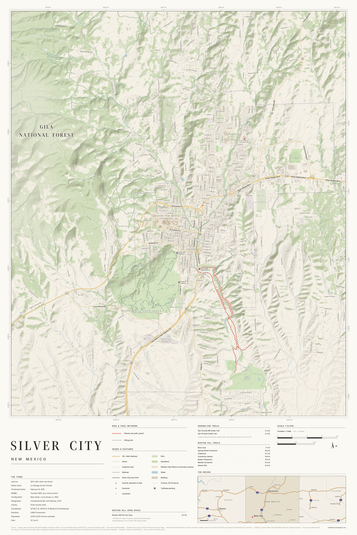 Silver City, New Mexico map poster