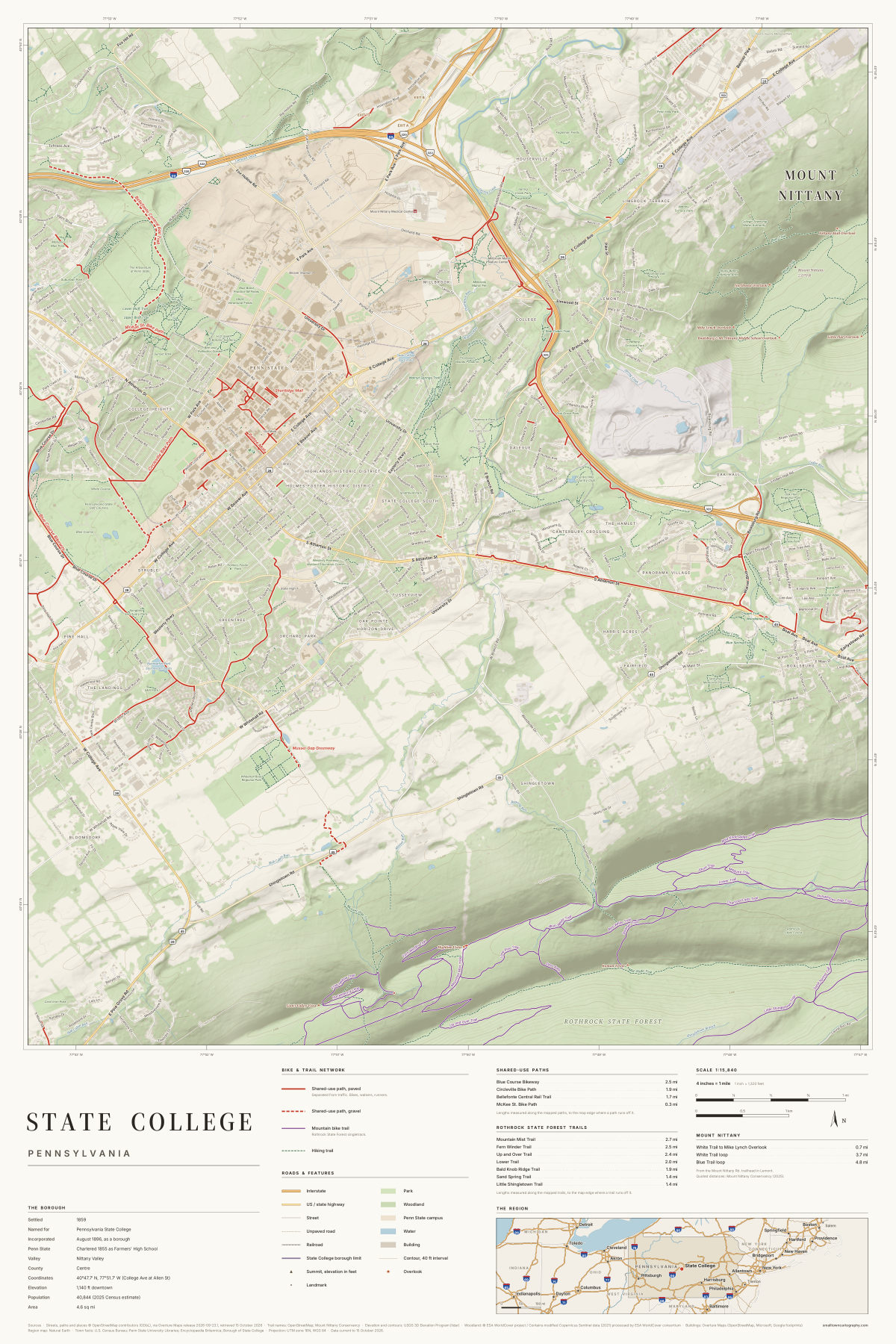 State College, Pennsylvania map poster