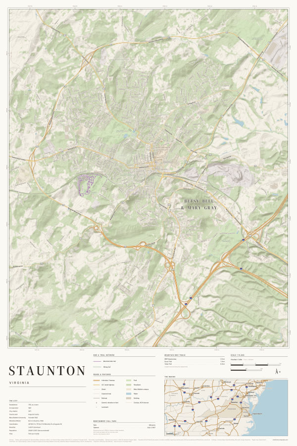 Staunton, Virginia map poster