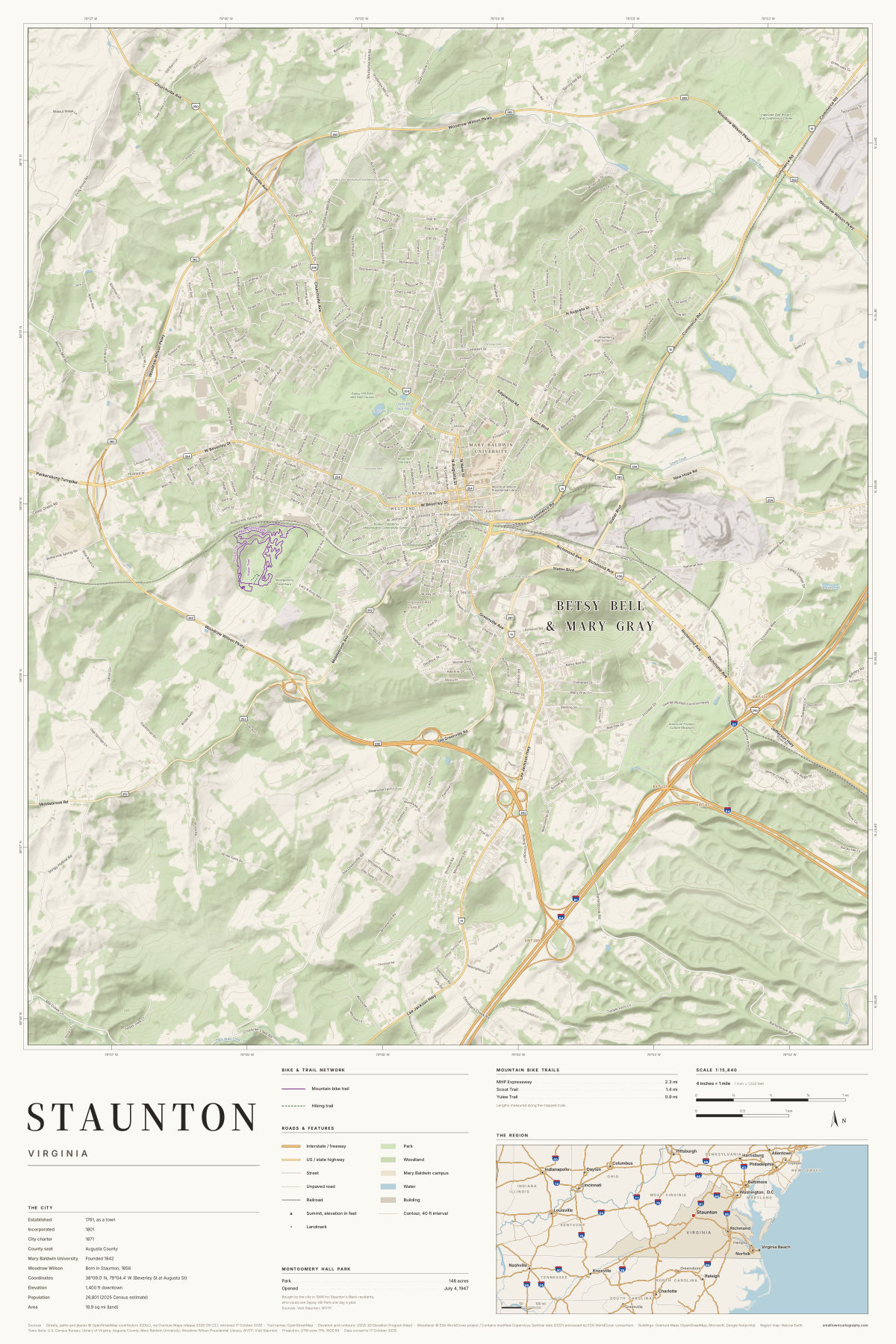 Staunton, Virginia map poster