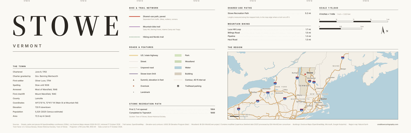 Detail: title, legend, trail lengths and region map