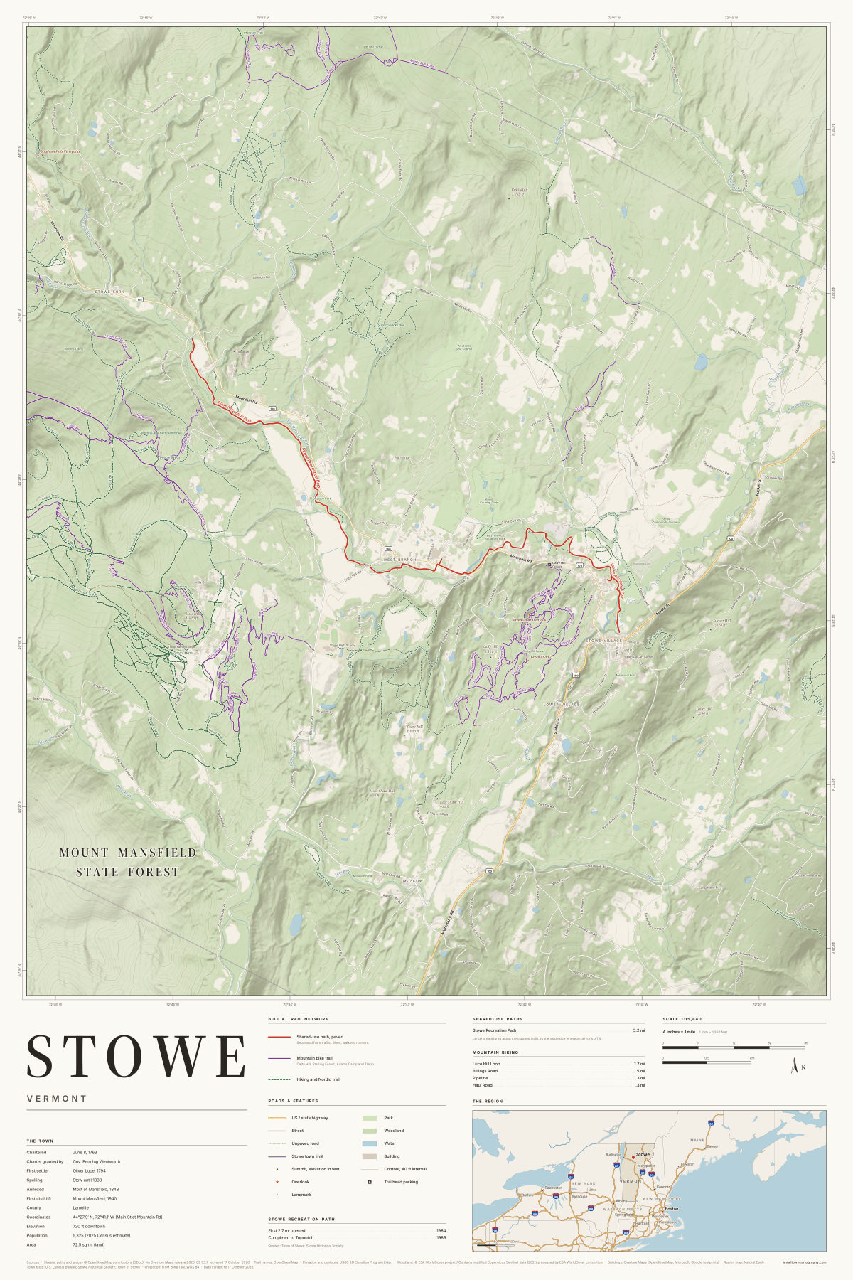 Stowe, Vermont map poster