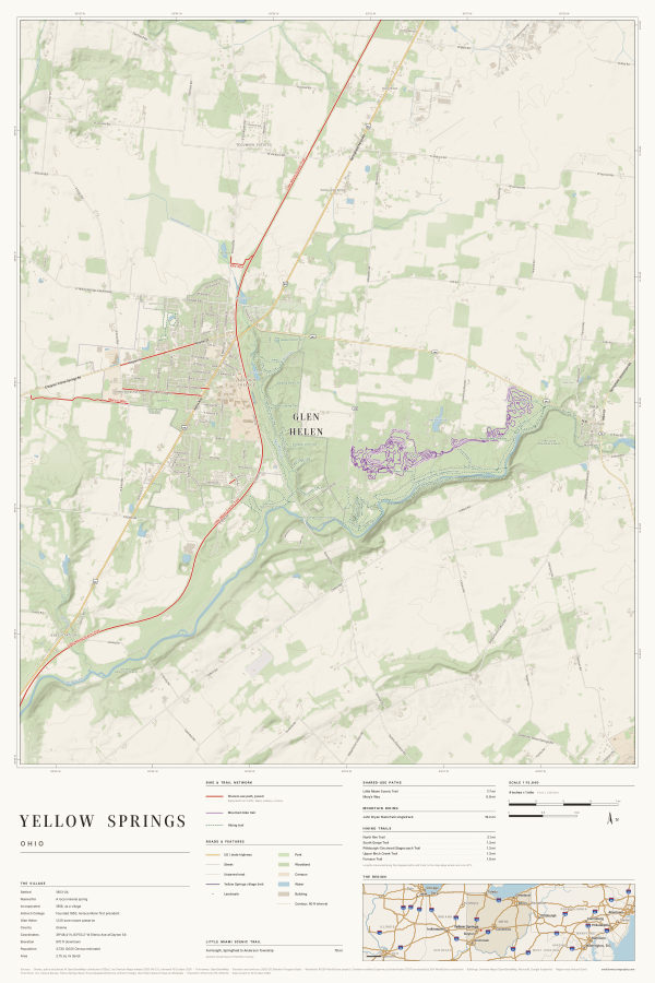 Yellow Springs, Ohio map poster