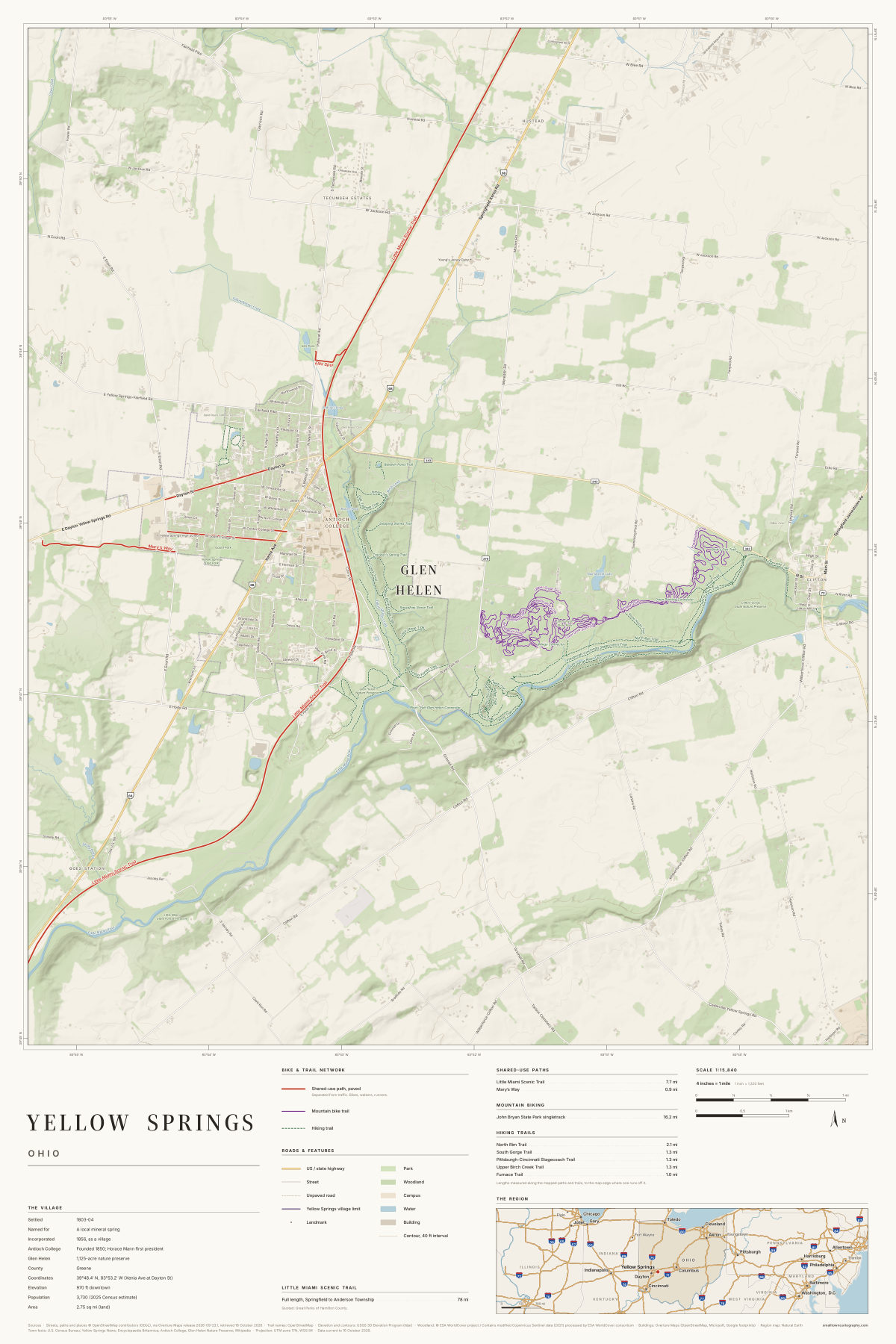 Yellow Springs, Ohio map poster